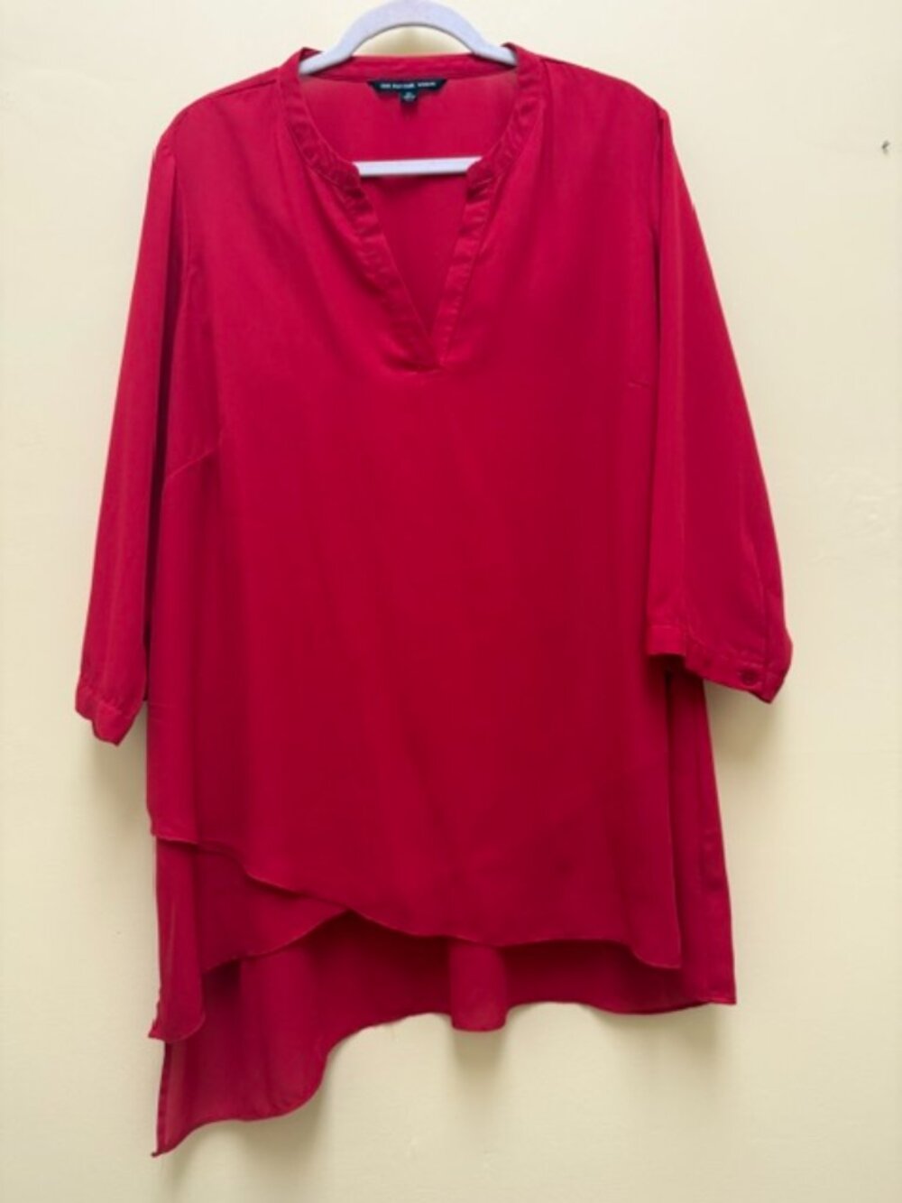 Zac & Rachel Red Asymmetrical Handkerchief Hem Tunic Women’s 2X